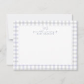 Blue Gingham Baby Boy Nursery Note Card 案内状 (正面)