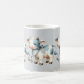 Blue Gingham Baby Cow Pastel Farm Aesthetic コーヒーマグカップ (中央)