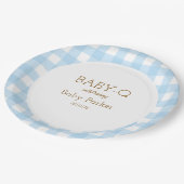 Blue Gingham Baby-Q Circular Plate 2 ペーパープレート (アングル)