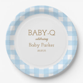 Blue Gingham Baby-Q Circular Plate 2 ペーパープレート