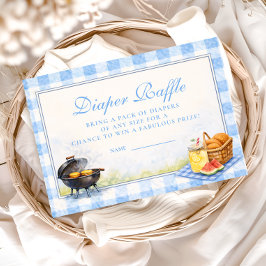 Blue Gingham Baby Q Diapper Raffle エンクロージャーカード
