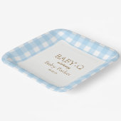 Blue Gingham Baby-Q Square Plate 2 ペーパープレート (傾斜あり)