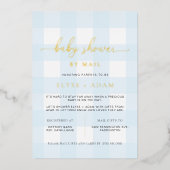 Blue Gingham Baby Shower By Mail Foil Invitation 箔招待状 (正面)