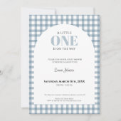 Blue Gingham Baby Shower for Boy 招待状 (正面)