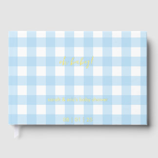 Blue Gingham Baby Shower Guest Book ゲストブック