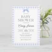 Blue Gingham Baby Shower Invitation 招待状 (スタンド正面)