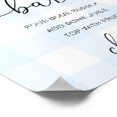 Blue Gingham Baby Shower Mom-osa Bar Sign ポスター (角)