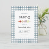 Blue Gingham Barbecue Baby Shower Invitation 招待状 (スタンド正面)