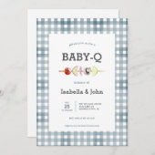 Blue Gingham Barbecue Baby Shower Invitation 招待状 (正面/裏面)