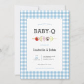 Blue Gingham Barbecue Baby Shower Invitation 招待状 (正面)