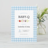 Blue Gingham Barbecue Baby Shower Invitation 招待状 (スタンド正面)