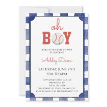 Blue Gingham Baseball Baby Shower