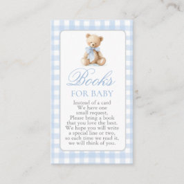 Blue Gingham Bear Baby Shower Boy Books for Baby エンクロージャーカード