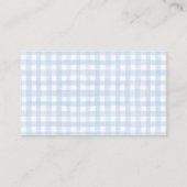 Blue Gingham Bear Baby shower Diaper Raffle Card エンクロージャーカード (裏面)