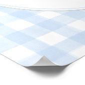 Blue Gingham Bear Customized sign ポスター (角)