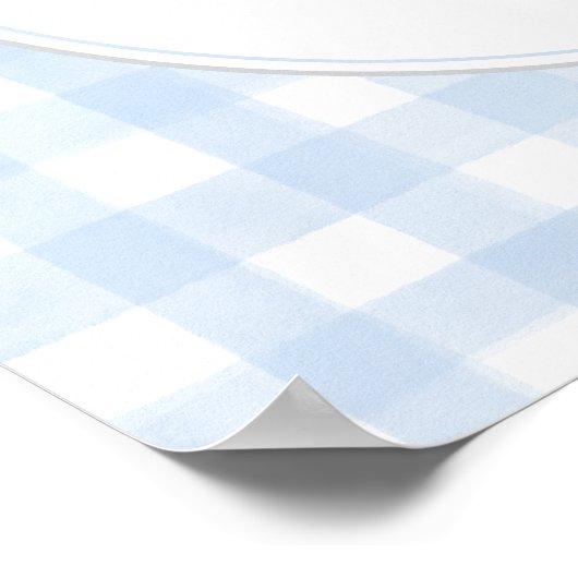 Blue Gingham Bear Customized sign ポスター (角)