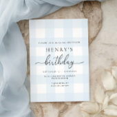 Blue Gingham Birthday Invitation 招待状