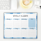 Blue Gingham Border, Undated Weekly Planner ノートパッド