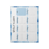 Blue Gingham Border, Undated Weekly Planner ノートパッド (回転)