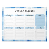 Blue Gingham Border, Undated Weekly Planner ノートパッド (正面)