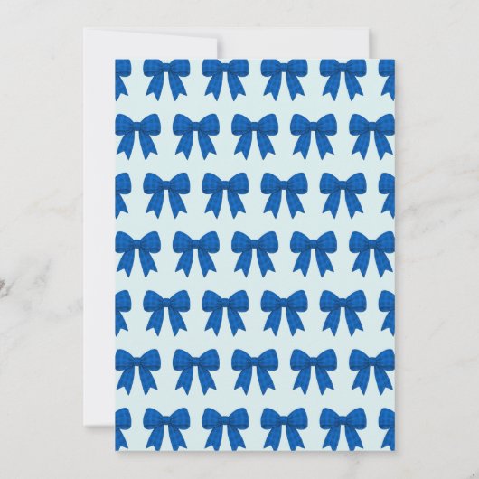 Blue Gingham Bow Boy Baby Shower Invitation 招待状 (裏面)