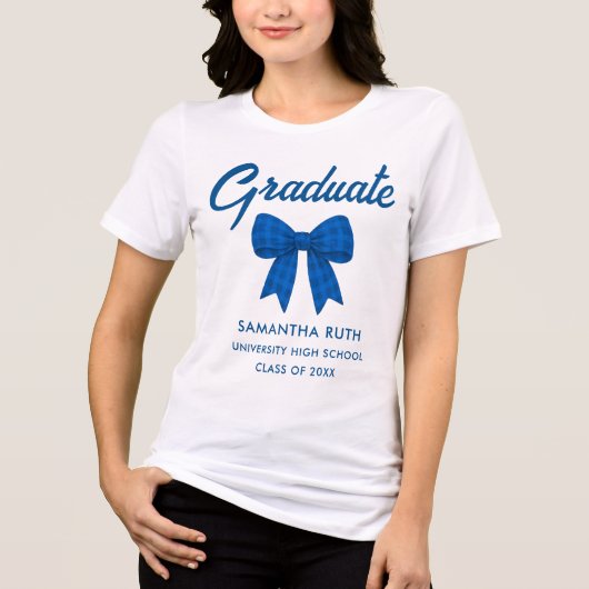 Blue Gingham Bow Graduation トライブレンドＴシャツ (正面)
