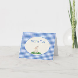 Blue Gingham Bunny Thank you Note サンキューカード