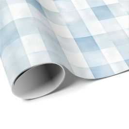 Blue Gingham Check for Baby Boy Nursery,Soft Plaid ラッピングペーパー