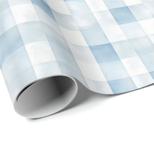 Blue Gingham Check for Baby Boy Nursery,Soft Plaid ラッピングペーパー (ロールコーナー)