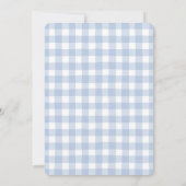 Blue Gingham Checks Bow Cute Baby Shower 招待状 (裏面)