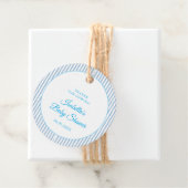 Blue Gingham Classic Elegant Baby Shower Favor フェイバータグ (インサイチュ)