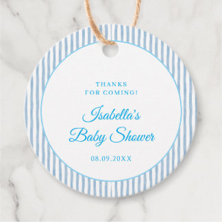 Blue Gingham Classic Elegant Baby Shower Favor フェイバータグ