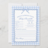 Blue Gingham Coquette Bow Advice for Baby Card 招待状 (正面)