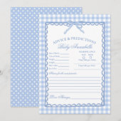 Blue Gingham Coquette Bow Advice for Baby Card 招待状 (正面/裏面)