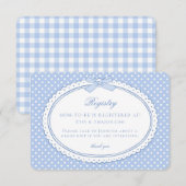 Blue Gingham Coquette Bow Baby Registry エンクロージャーカード (正面/裏面)