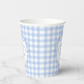 Blue Gingham Coquette Bow Baby Shower 紙コップ (右)