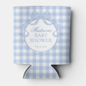 Blue Gingham Coquette Bow Baby Shower Favor 缶クーラー (正面)