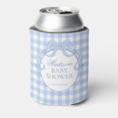 Blue Gingham Coquette Bow Baby Shower Favor 缶クーラー (缶裏面)