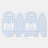 Blue Gingham Coquette Bow Baby Shower Gable Favor フェイバーボックス (見開き)