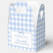 Blue Gingham Coquette Bow Baby Shower Gable Favor フェイバーボックス (見開き)