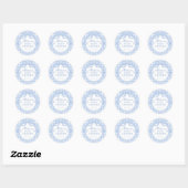 Blue Gingham Coquette Bow Baby Shower Seal ラウンドシール (シート)