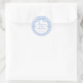 Blue Gingham Coquette Bow Baby Shower Seal ラウンドシール (バッグ)