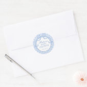 Blue Gingham Coquette Bow Baby Shower Seal ラウンドシール (封筒)