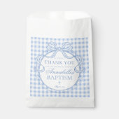Blue Gingham Coquette Bow Baptism Dessert フェイバーバッグ (正面)