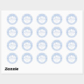 Blue Gingham Coquette Bow Baptism Envelope Seal ラウンドシール (シート)