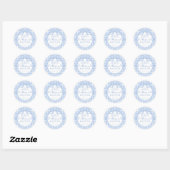 Blue Gingham Coquette Bow Baptism Favor ラウンドシール (シート)