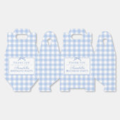Blue Gingham Coquette Bow Birthday Gable Favor フェイバーボックス (見開き)