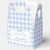 Blue Gingham Coquette Bow Birthday Gable Favor フェイバーボックス (見開き)