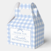 Blue Gingham Coquette Bow Birthday Gable Favor フェイバーボックス (裏面)