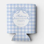Blue Gingham Coquette Bow Birthday Party Favor 缶クーラー (裏面)